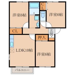 プライムコートハナブサ　Ａ棟の物件間取画像